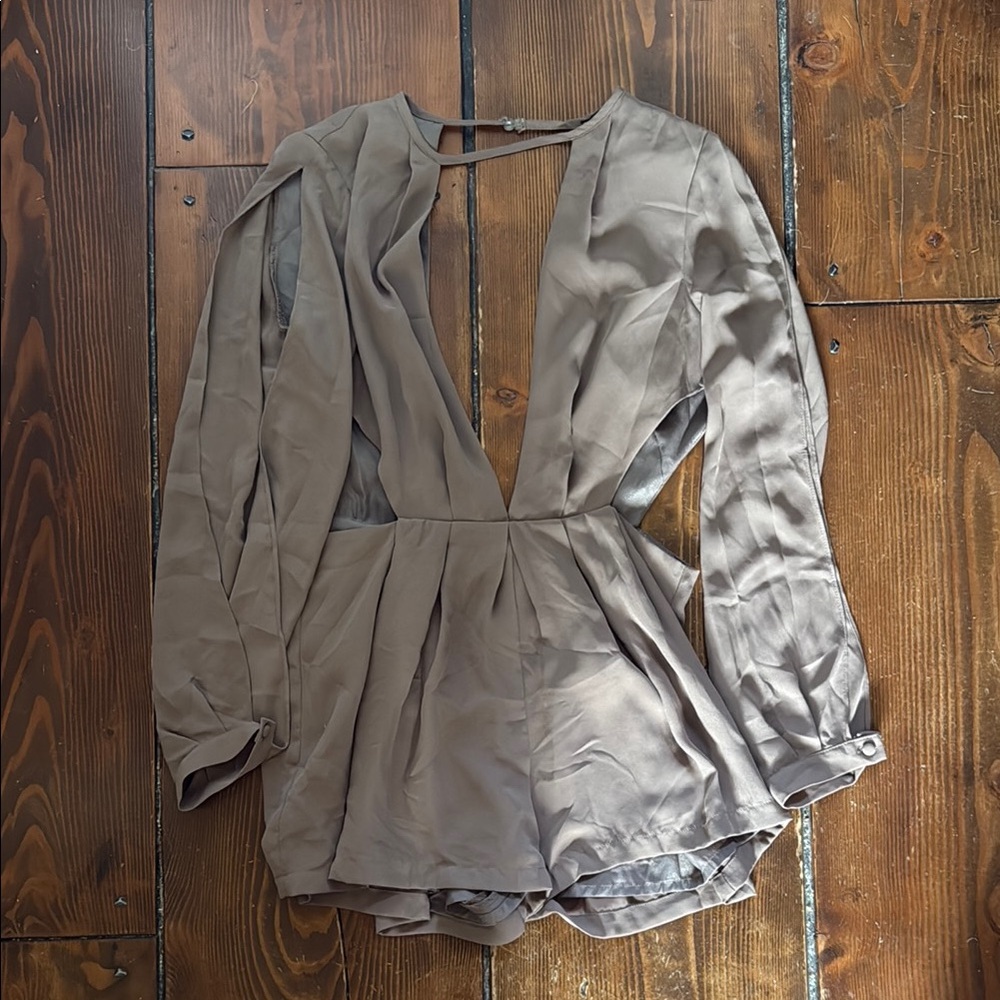 Chic Taupe Long Sleeve Romper